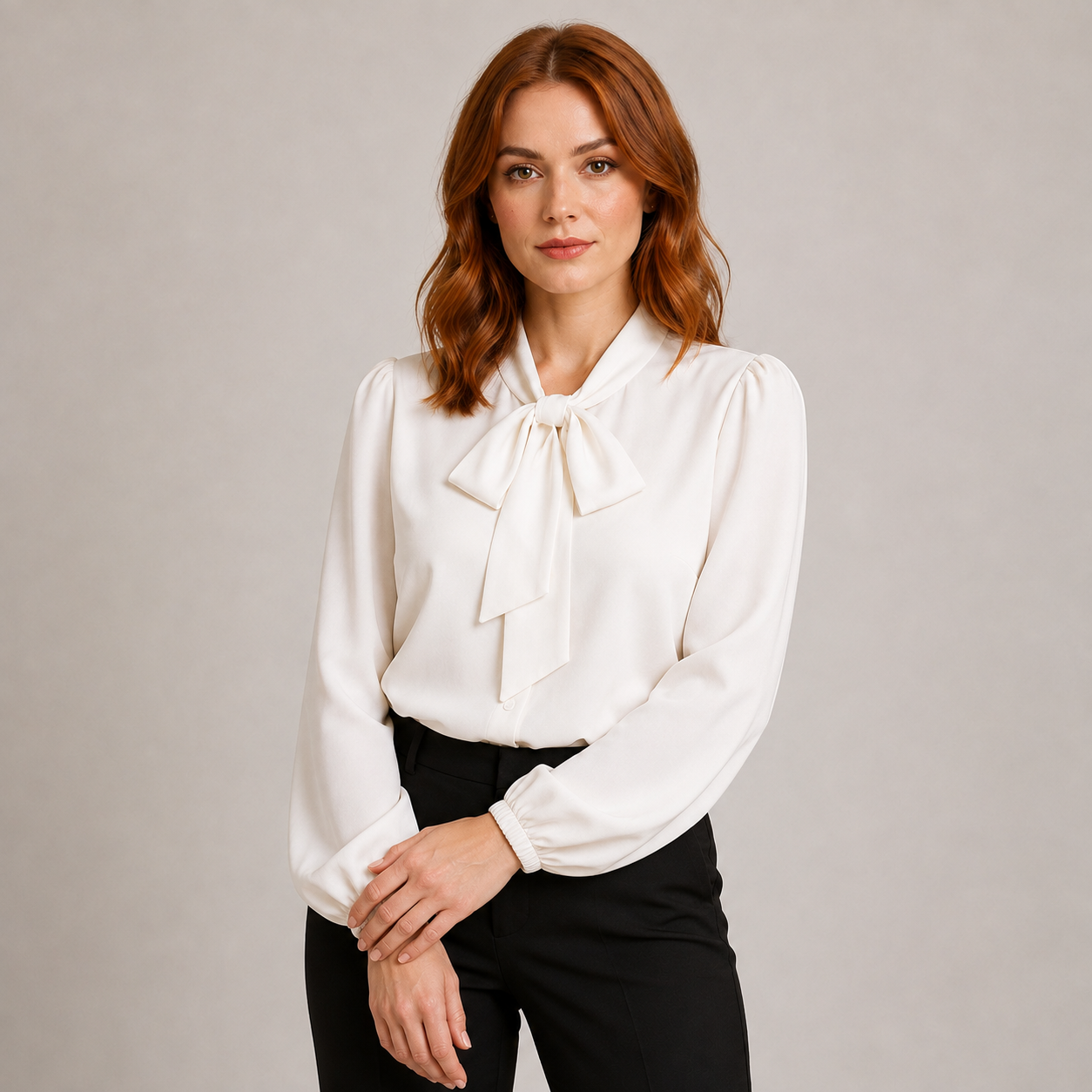 Elise | Long Sleeve Blouse with Elegant Bow Detail