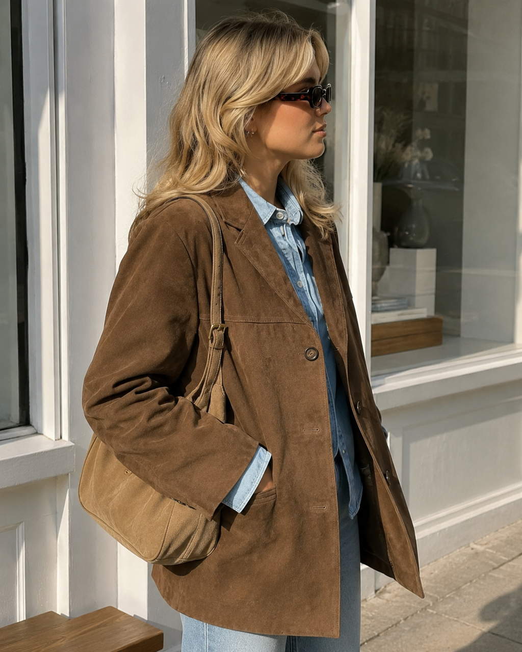 Isadora – Oversized Faux Suede Coat in Rich Brown