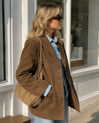 Isadora – Oversized Faux Suede Coat in Rich Brown