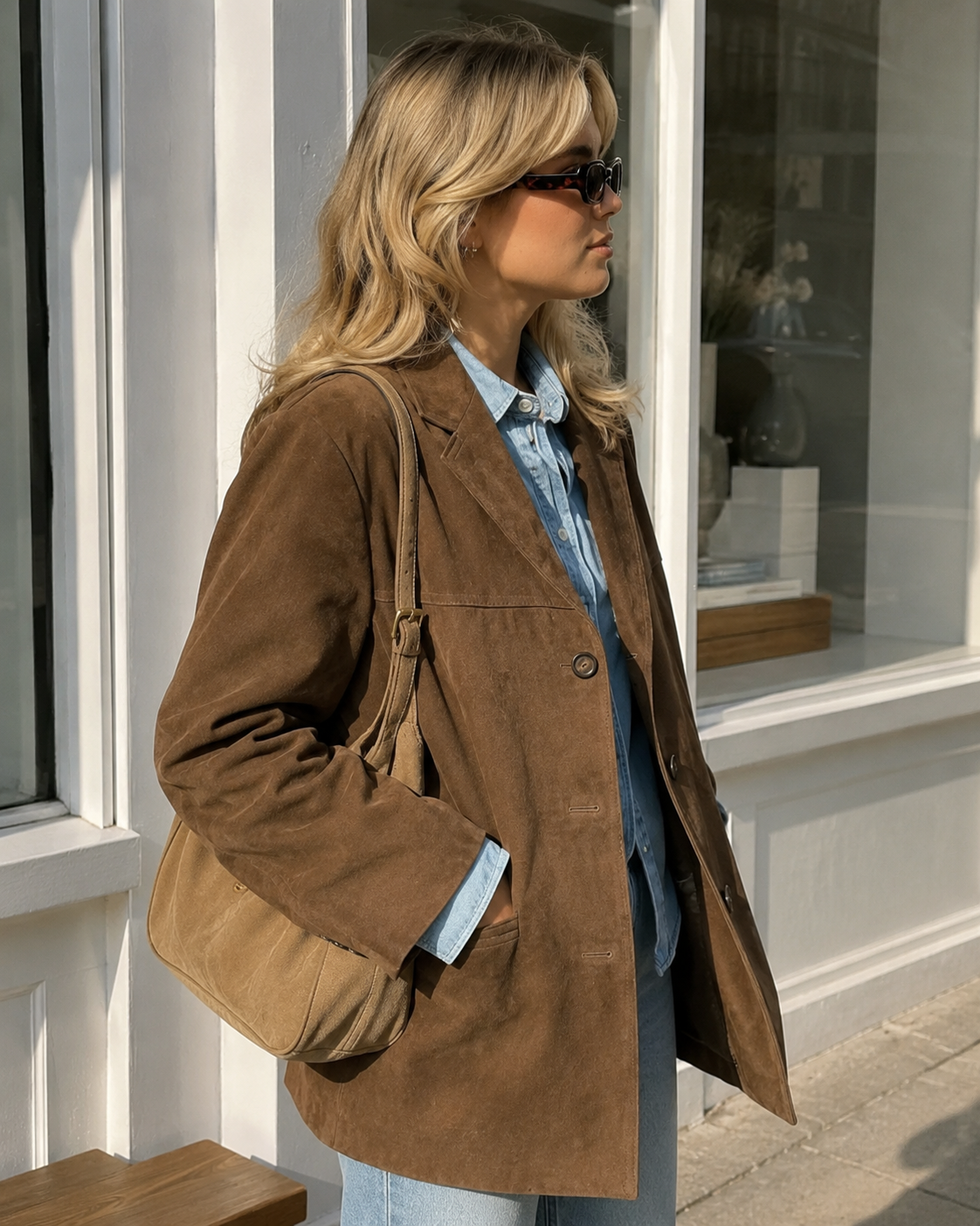 Isadora – Oversized Faux Suede Coat in Rich Brown