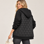 Corisande | Elegant Black Quilted Jacket for Women with Cosy Hooded Finish