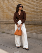 Delphine – V-Neck Cardigan with Gold Button Detail