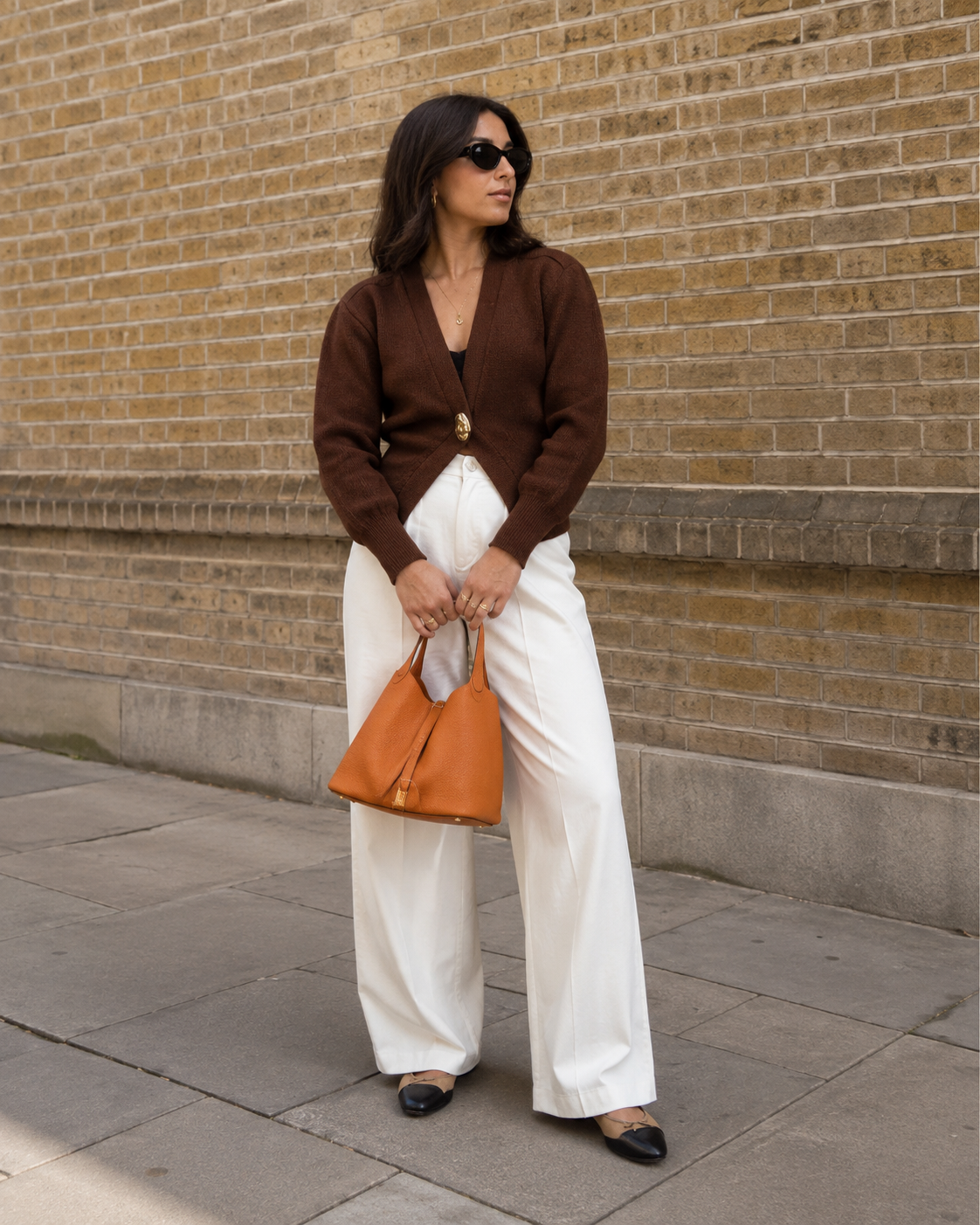 Delphine – V-Neck Cardigan with Gold Button Detail