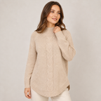 Cordelia – Women's Yellow High-Neck Cable Knit Jumper