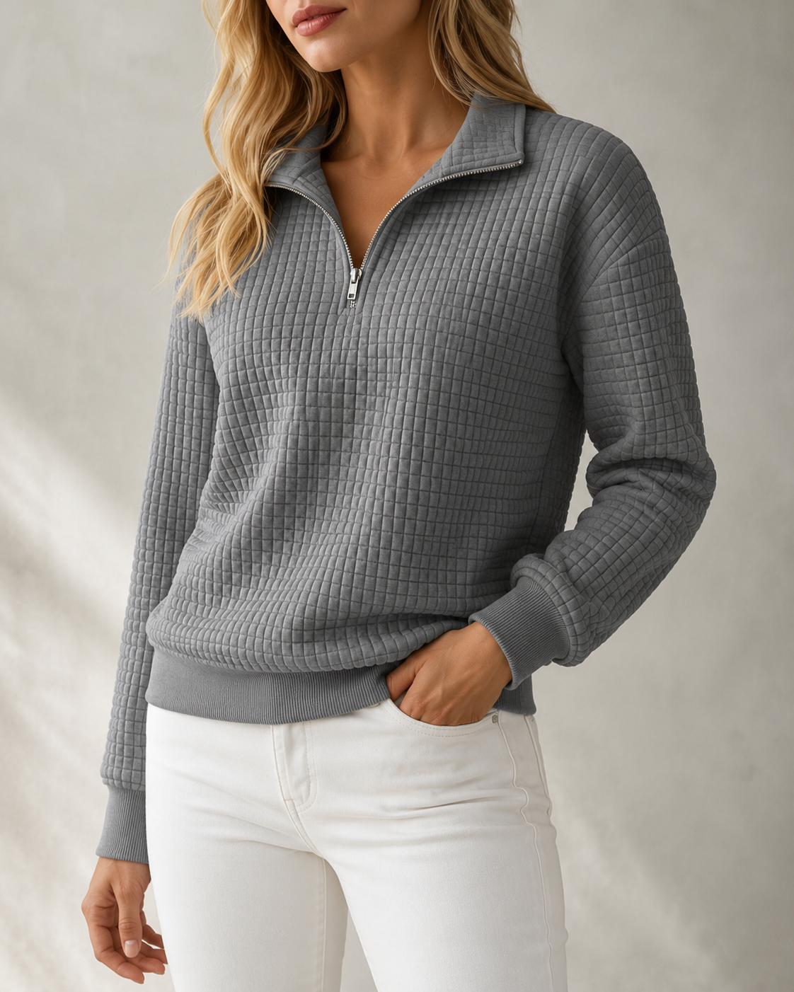 Winona | Textured Half-Zip Sweatshirt for Women
