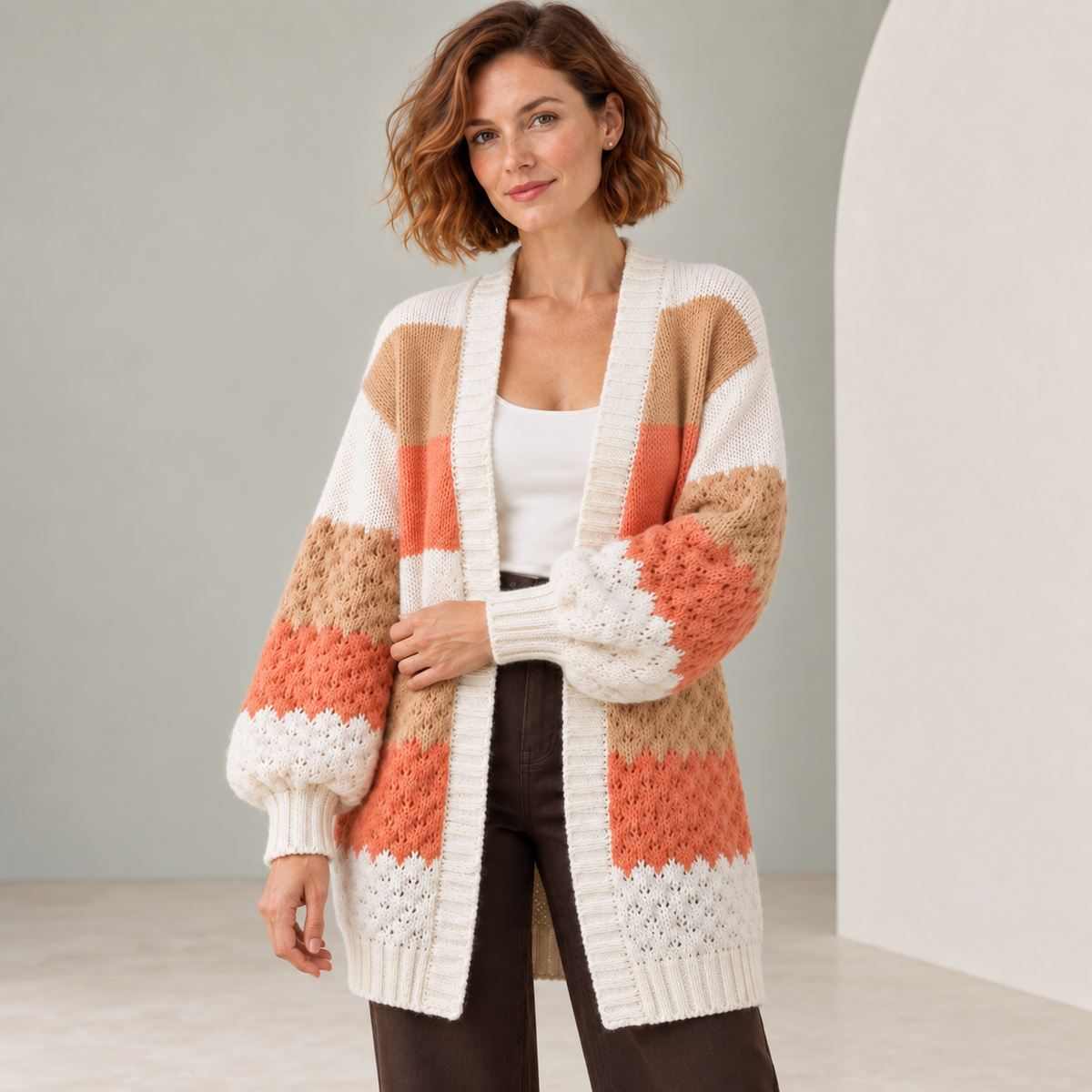 Melisande | Chic Oversized Cardigans for Women with Striped Statement Knit