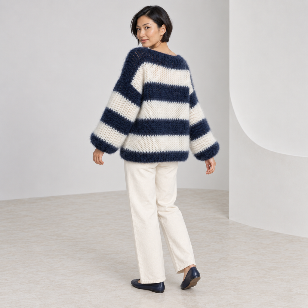 Anna | Chic Chunky Knit Jumper for Women with Statement Striped Finish