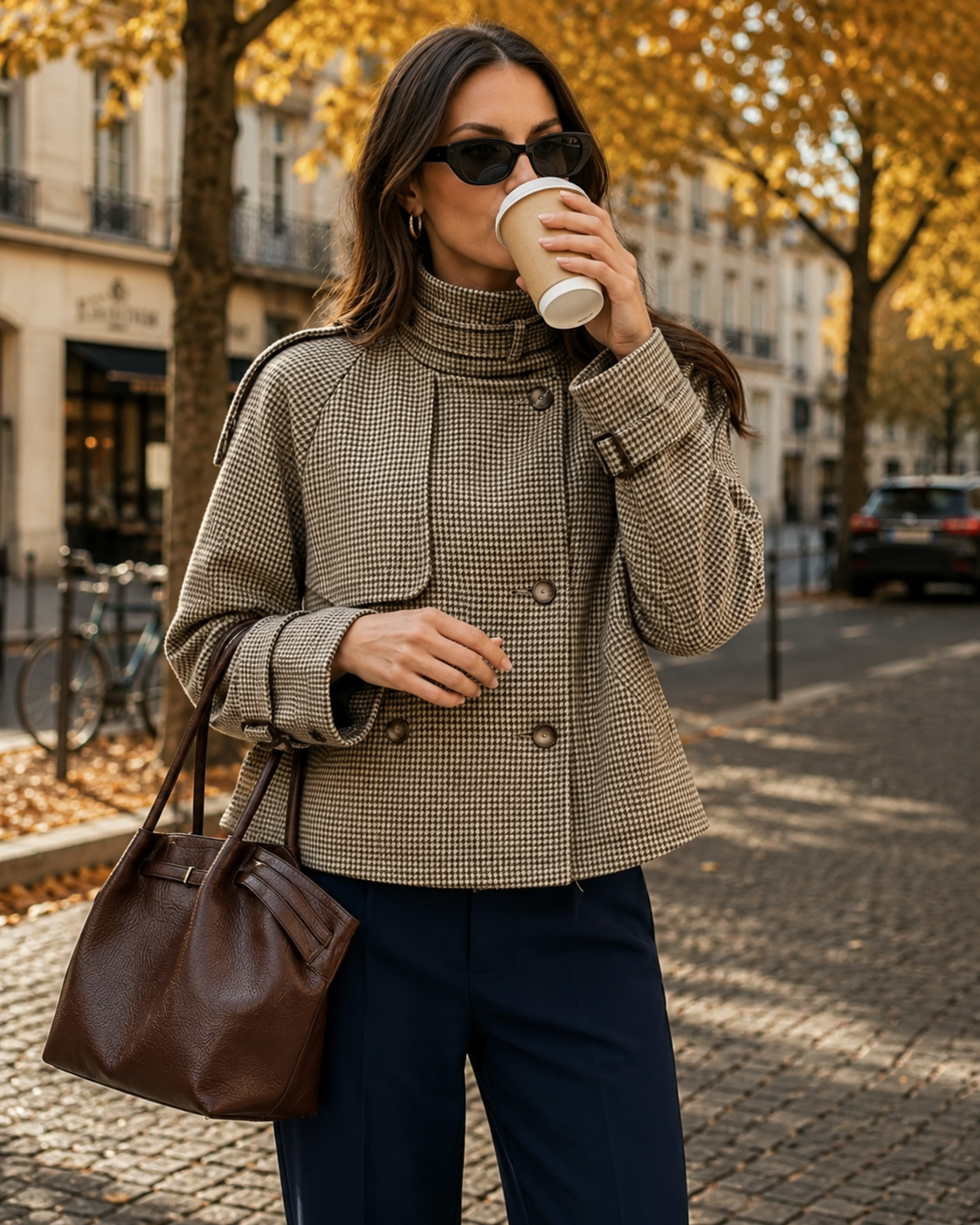 Genevieve | Cropped Houndstooth Jacket for Women