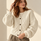 Arietta | Cosy Chunky Knit Cardigan for Women with Timeless Cable Texture