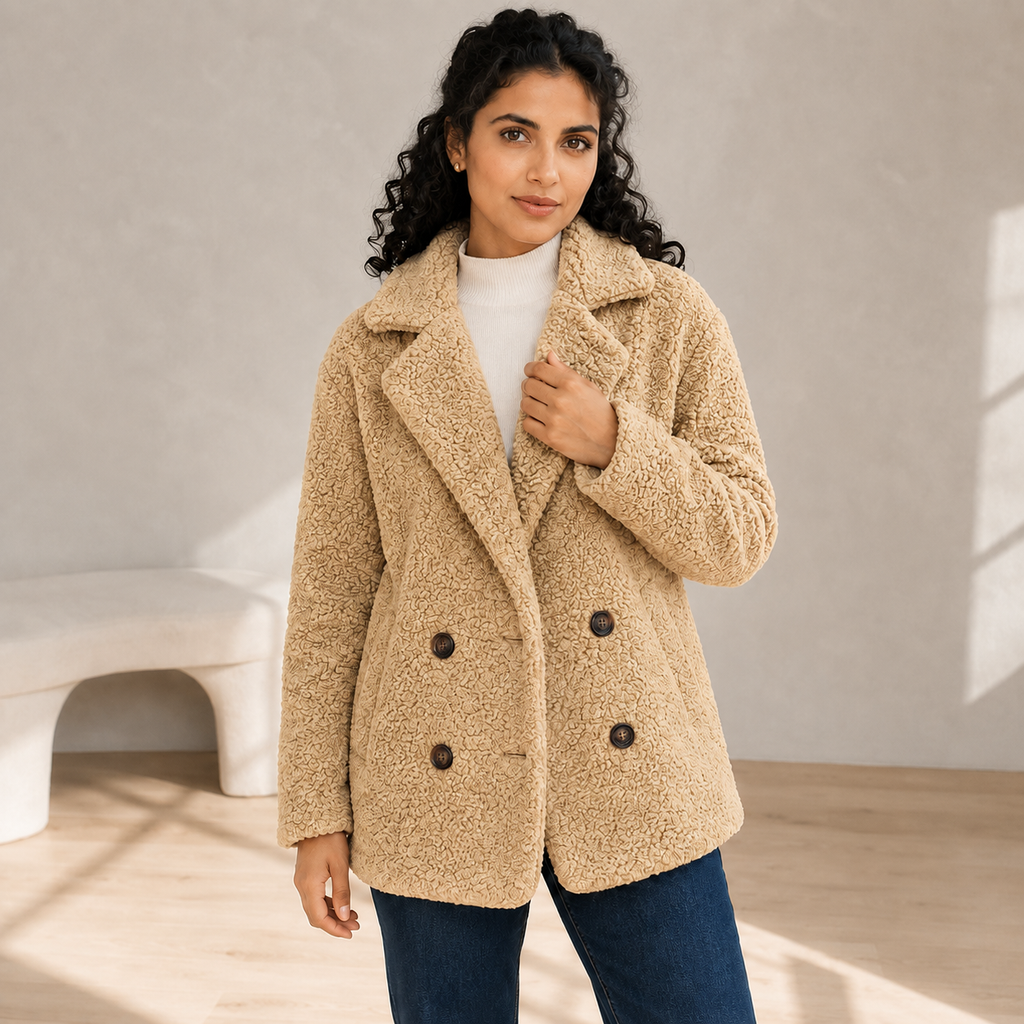 Verity | Cosy Borg Coat with Notched Lapel for Women