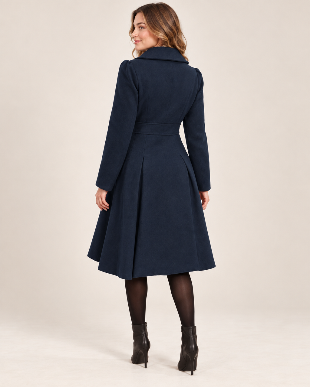 Theodora | Elegant Wool Blend Coat for Women with Double-Breasted Fit & Flare Silhouette