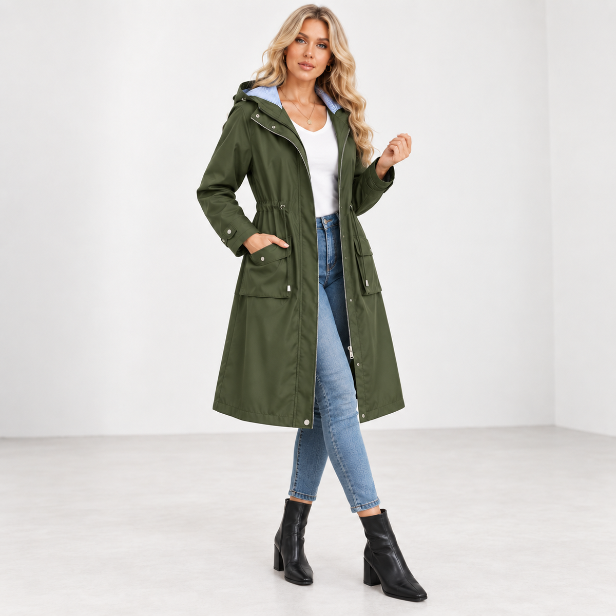 Dulce | Sophisticated Women’s Waterproof Hooded Long Trench Coat
