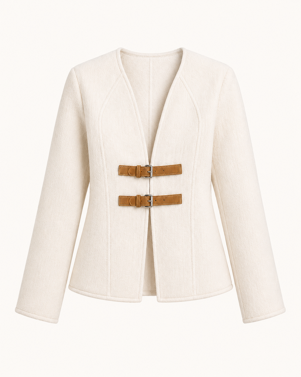 Rosalind – Modern Cardigan with Adjustable Beige Straps