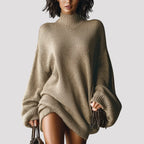 Wren – Women's Brown Oversized Turtleneck Jumper Dress