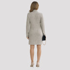 Céleste – Women's Beige Ribbed Turtleneck Jumper Dress