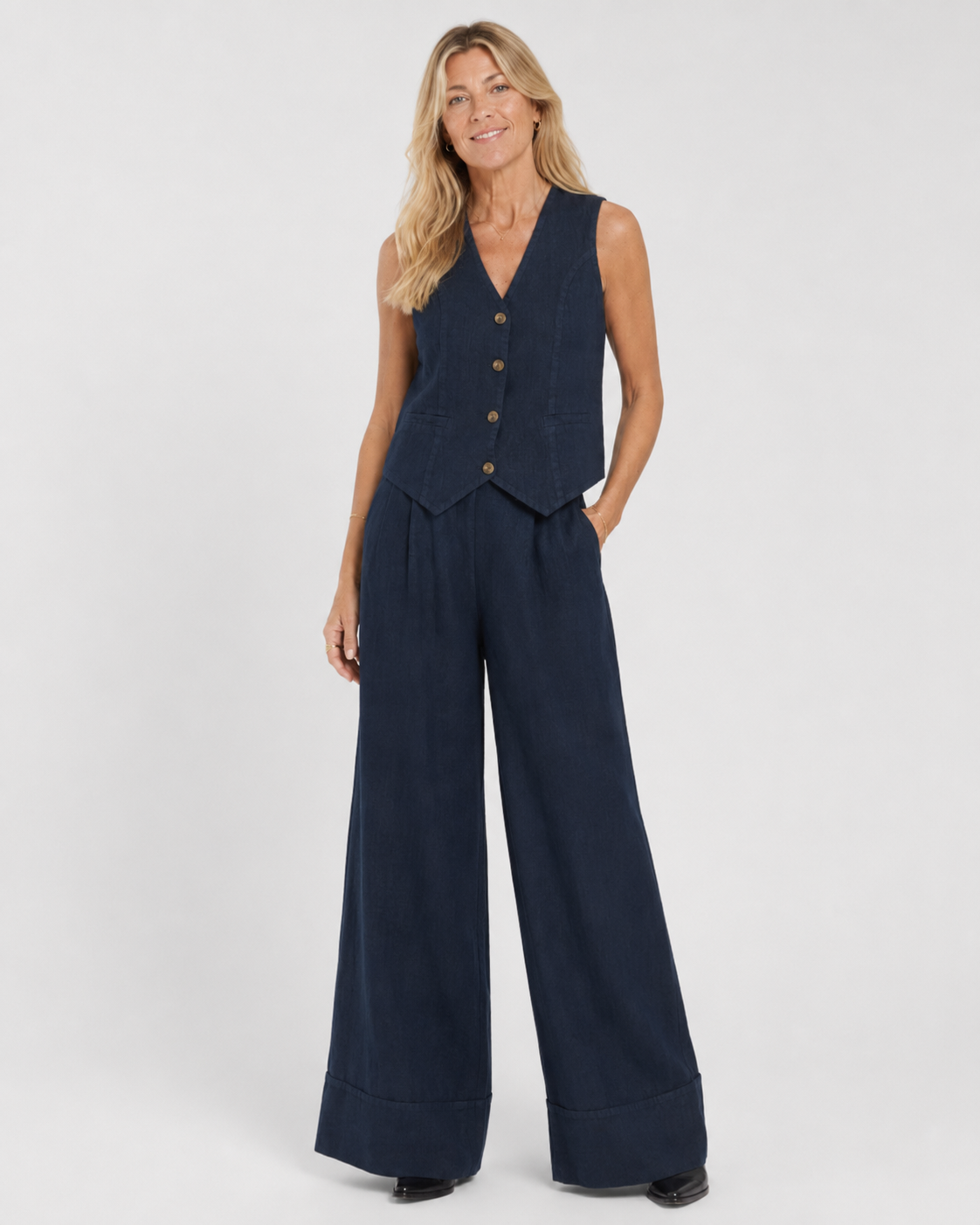 Rosalind | Tailored Sleeveless Vest & Wide-Leg Trouser Set