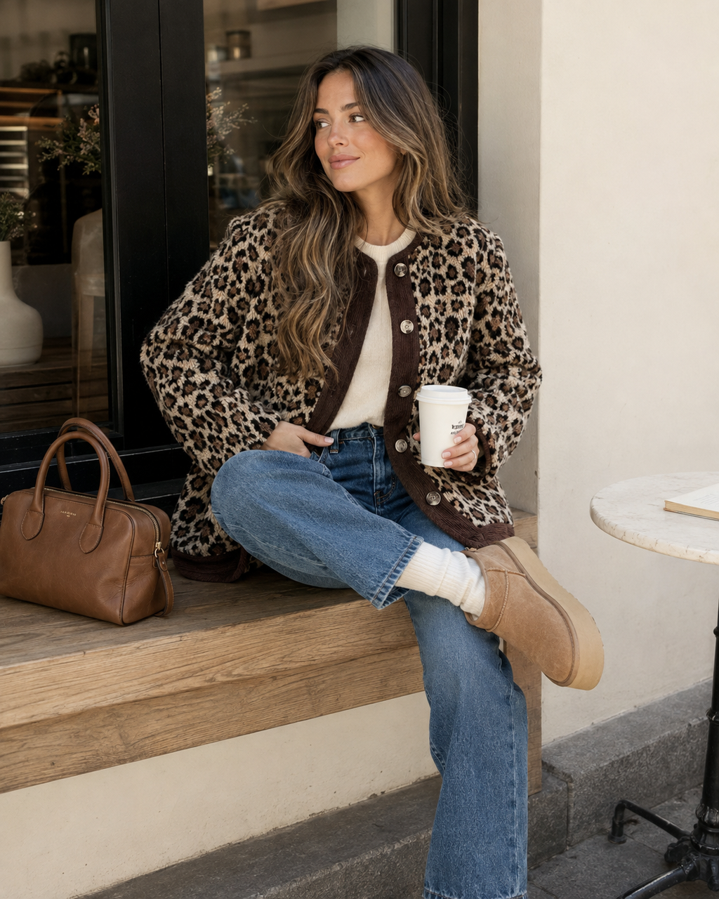 Odalys | Leopard Print Cardigan with Button Front for Women