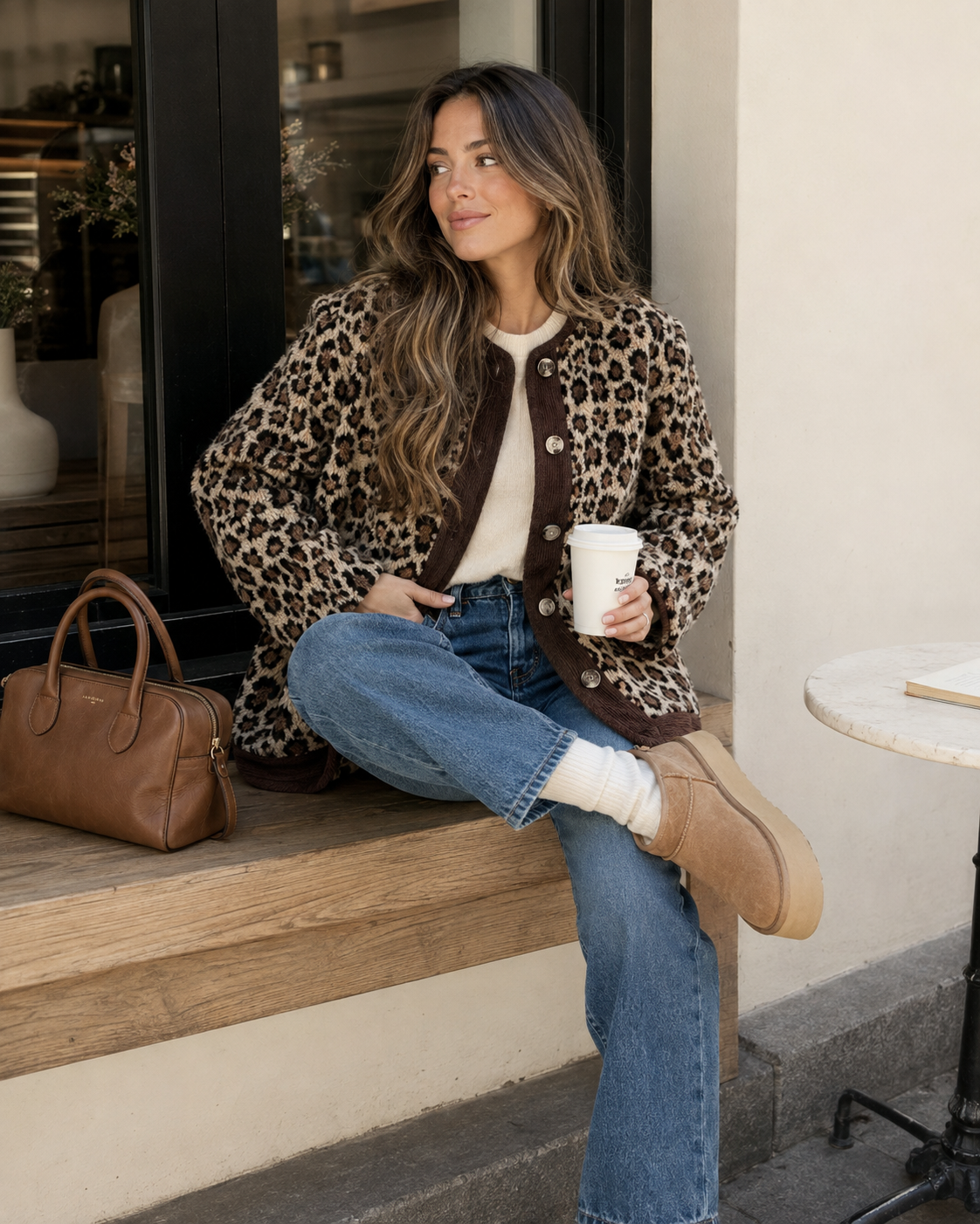 Odalys | Leopard Print Cardigan with Button Front for Women