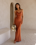 Béatrice – Satin Maxi Dress with Cowl Neckline