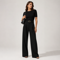 Philomena | Elegant Wide Leg Pleated Trousers for Women