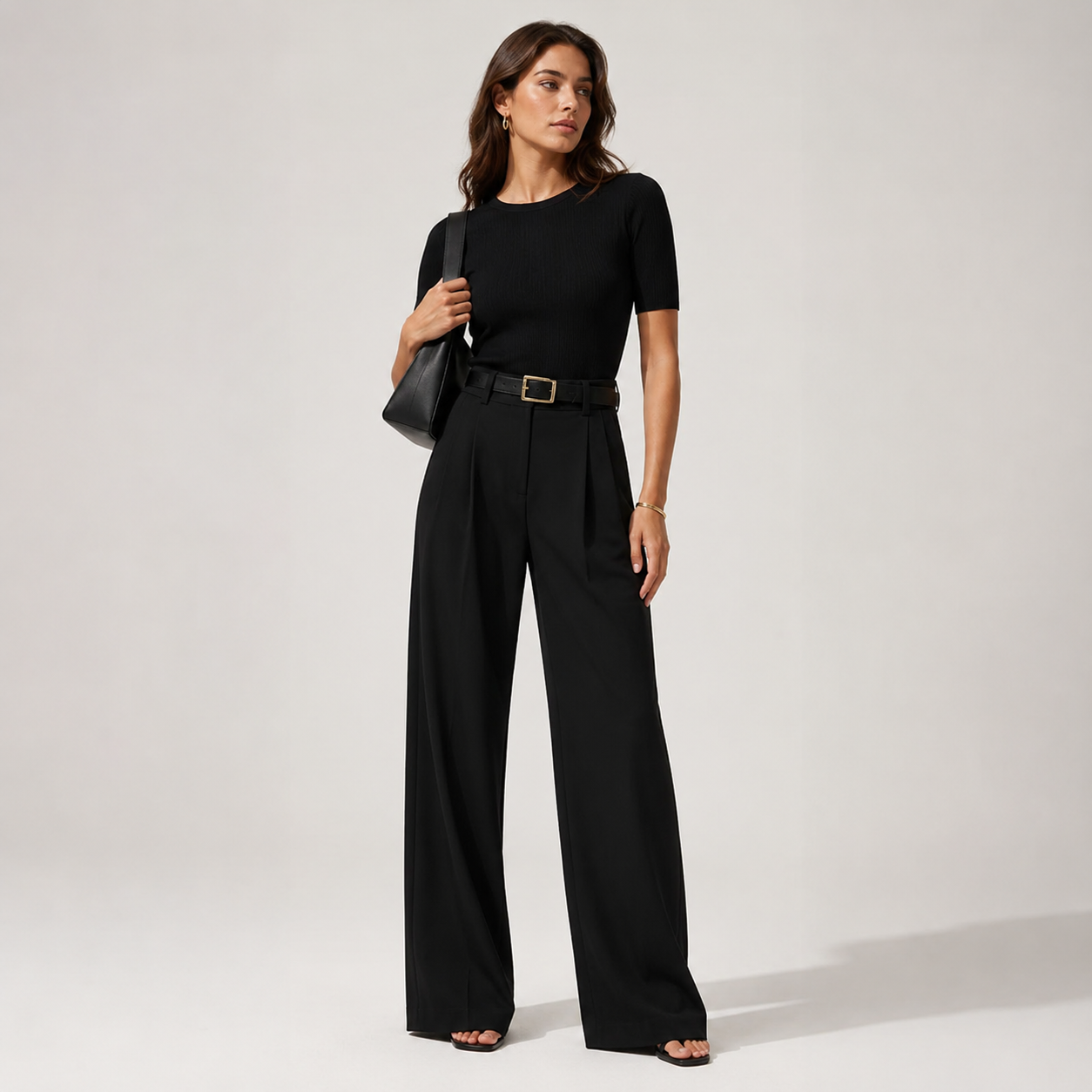 Philomena | Elegant Wide Leg Pleated Trousers for Women