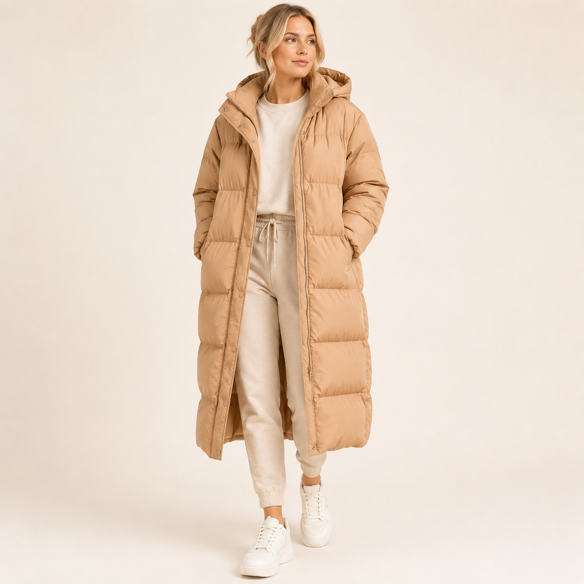 Seraphina – Women's White Hooded Puffer Coat