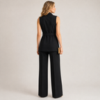 Odalys – Belted Sleeveless Blazer & Wide Leg Trouser Set