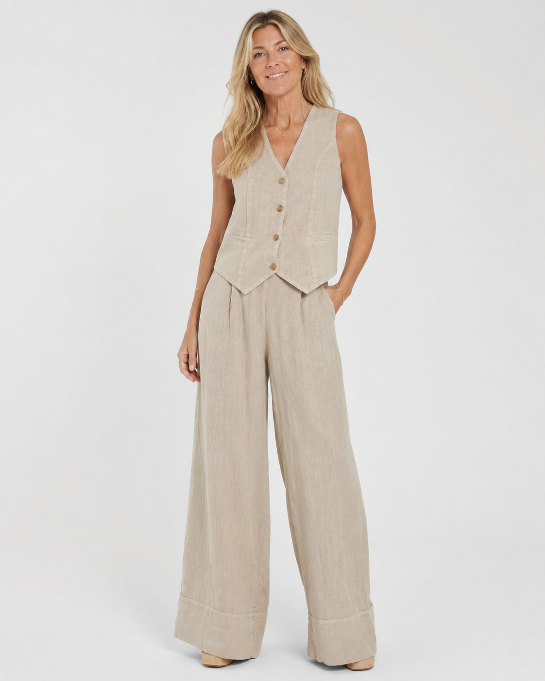 Rosalind | Tailored Sleeveless Vest & Wide-Leg Trouser Set