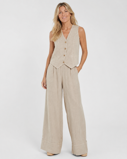 Rosalind | Tailored Sleeveless Vest & Wide-Leg Trouser Set