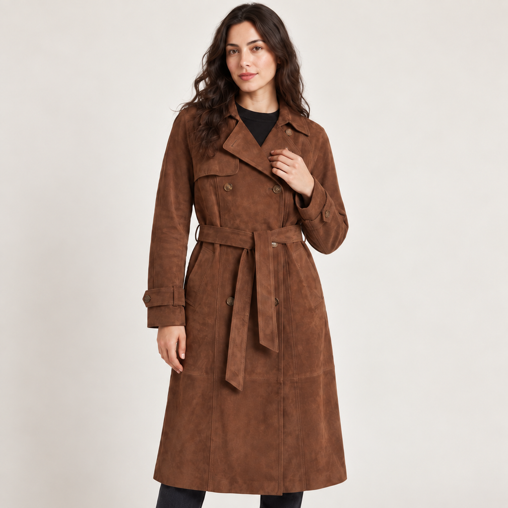 Sarah | Elegant Women’s Suede Trench Coat