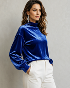 Rosamund | Elegant Mock Neck Blouse for Women