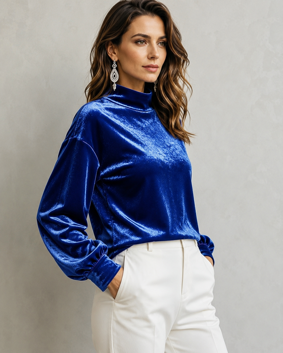 Rosamund | Elegant Mock Neck Blouse for Women