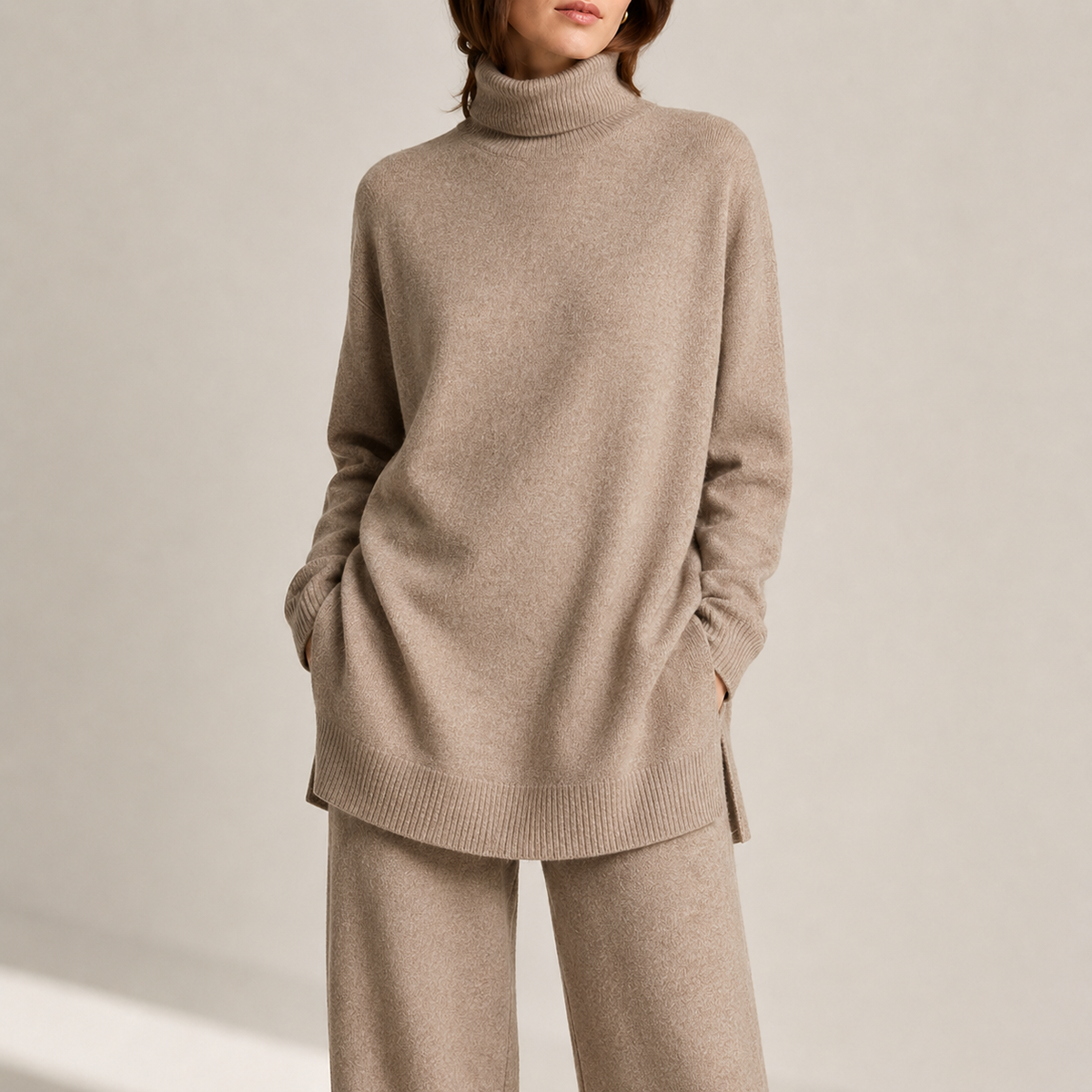 Seraphine | Effortless Travel Lounge Set for Women with Turtleneck & Wide-Leg Trousers