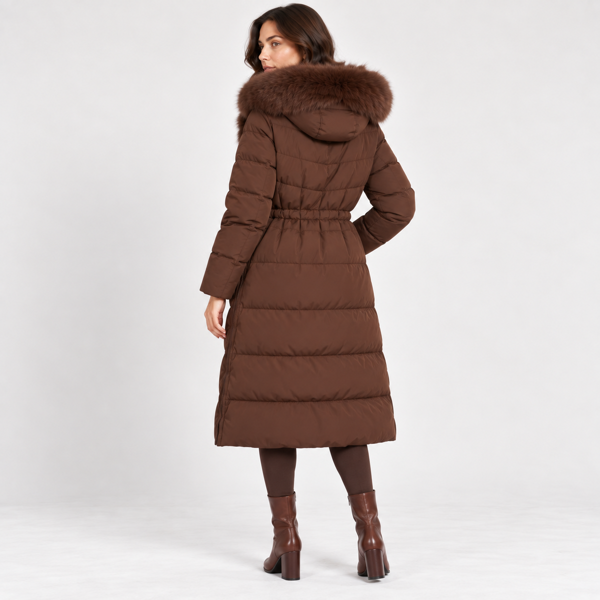 Evelise | Cosy Duvet Coat for Women with Longline Puffer Shape & Faux-Fur Hood