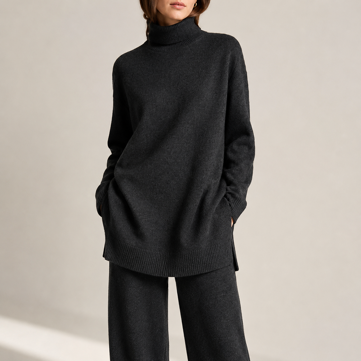 Seraphine | Effortless Travel Lounge Set for Women with Turtleneck & Wide-Leg Trousers