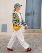 Odalys – Rainbow Striped Knit Cardigan with Front Pockets