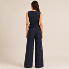 Isadora – Pinstripe Wrap Top & Wide Leg Trouser Co-Ord