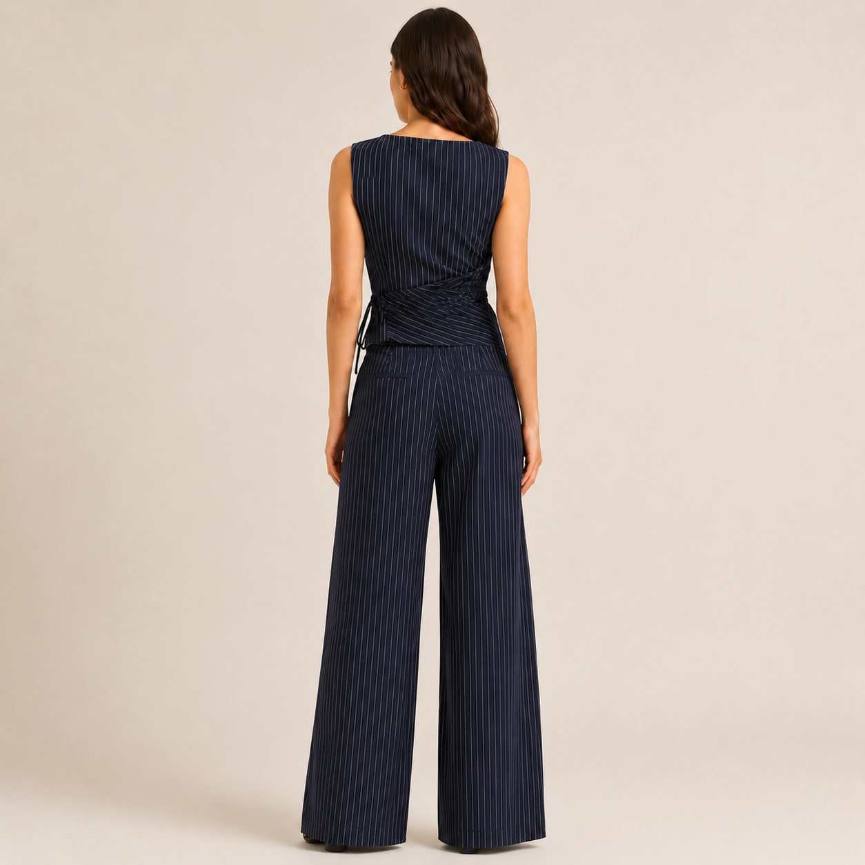 Isadora – Pinstripe Wrap Top & Wide Leg Trouser Co-Ord