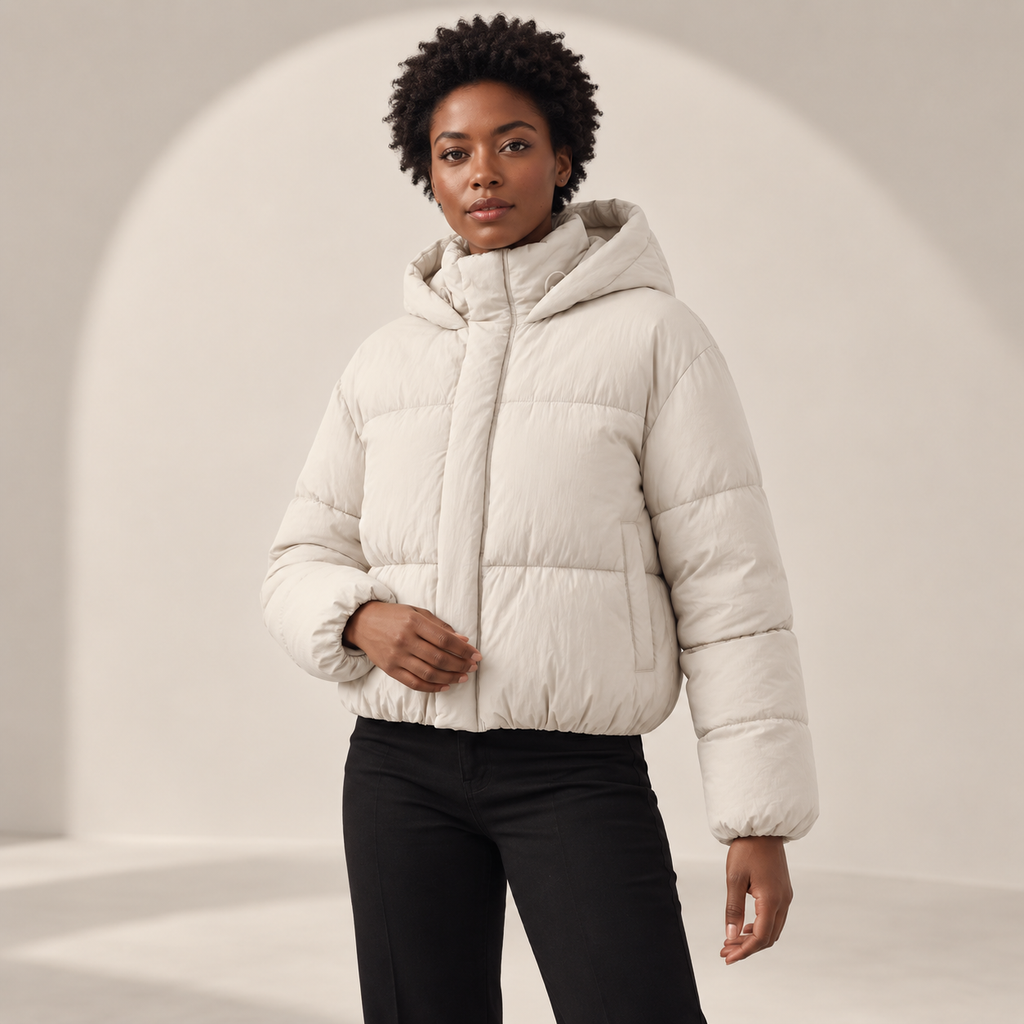 Solene | Chic Cropped Puffer Jackets for Women with Sporty Hooded Finish