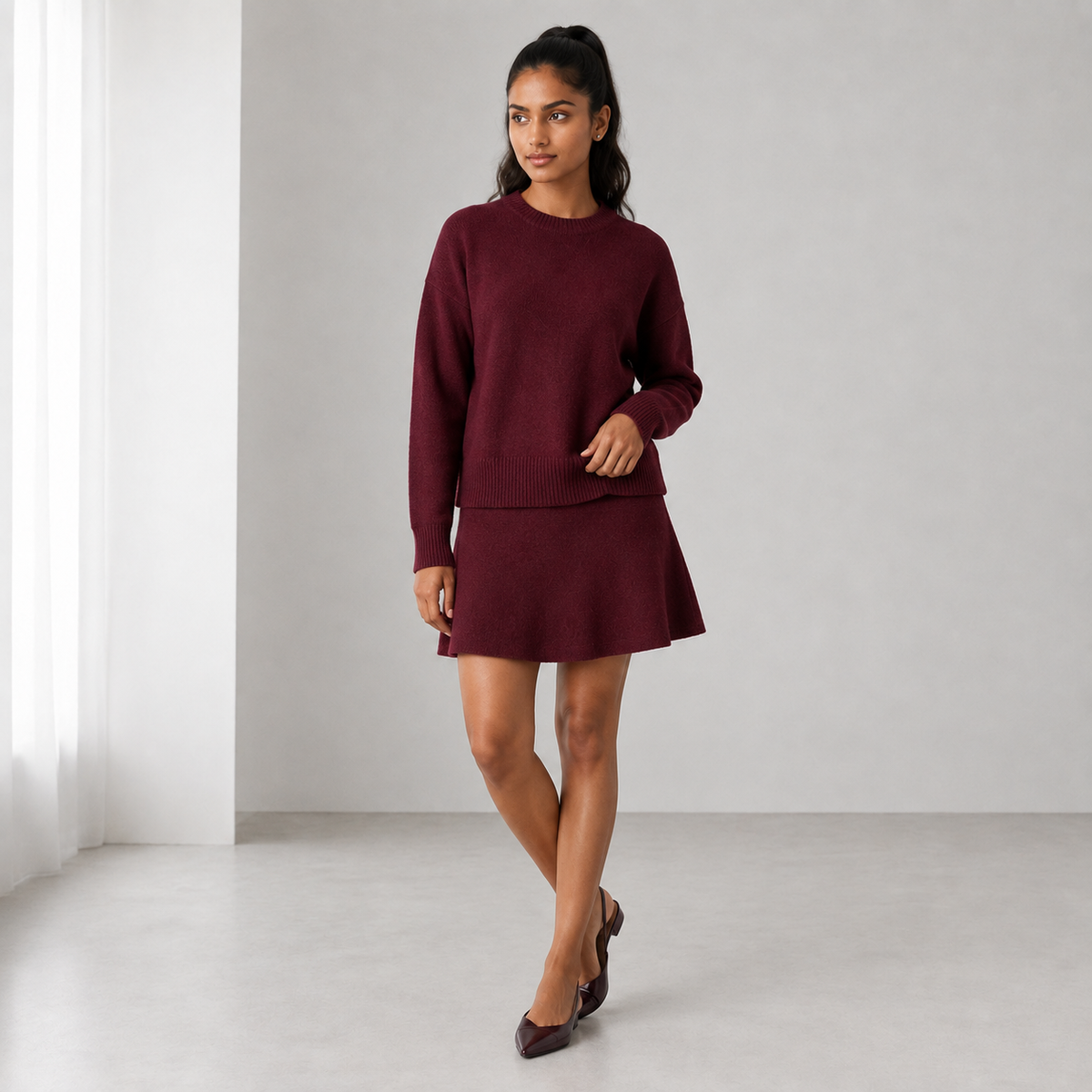 Leonora | Elegant Knit Two Piece Set for Women with Fitted Top & Matching Trousers