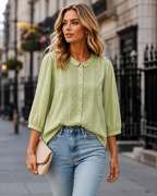 Philippa | Embroidered Peter Pan Collar Blouse for Women