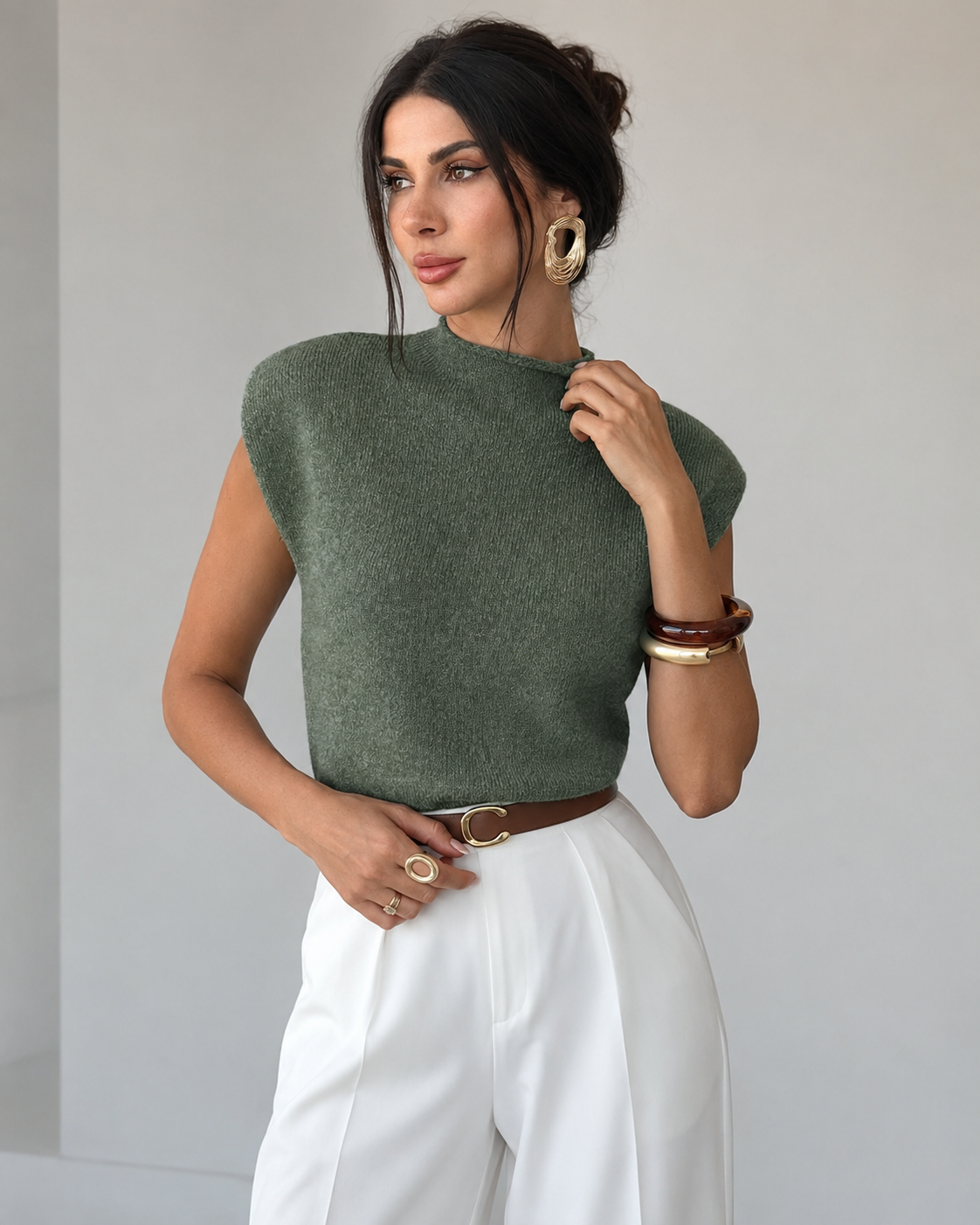 Wisteria | Mock Neck Cap-Sleeve Top for Women