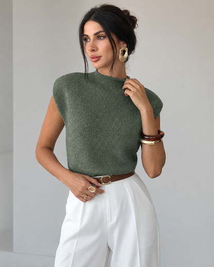 Wisteria | Mock Neck Cap-Sleeve Top for Women