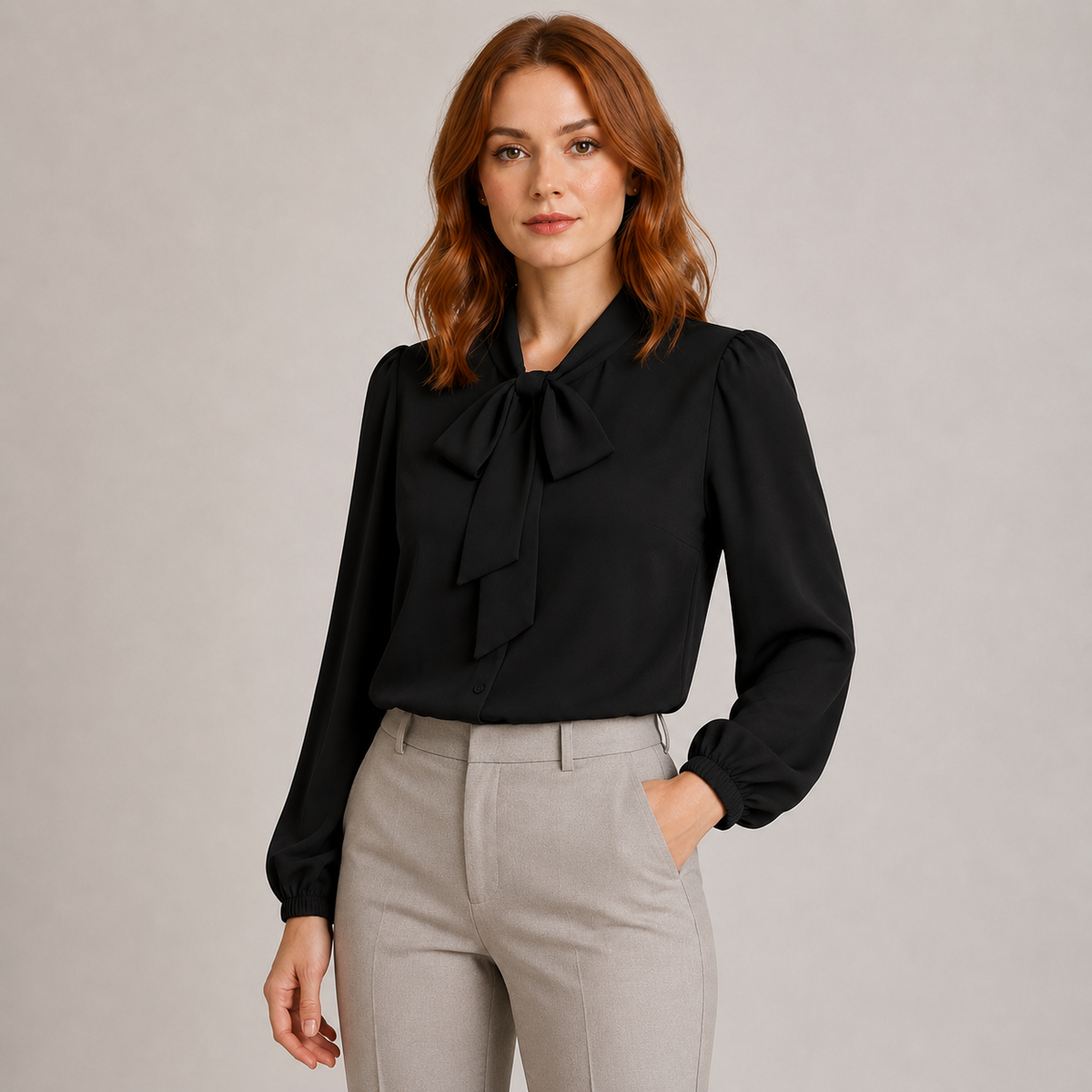 Elise | Long Sleeve Blouse with Elegant Bow Detail