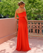 Wilhelmina – Asymmetric Ruched Maxi Dress for Evening Wear