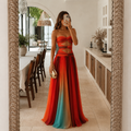 Rosalind – Strapless Block-Print Maxi Dress for Summer Evenings