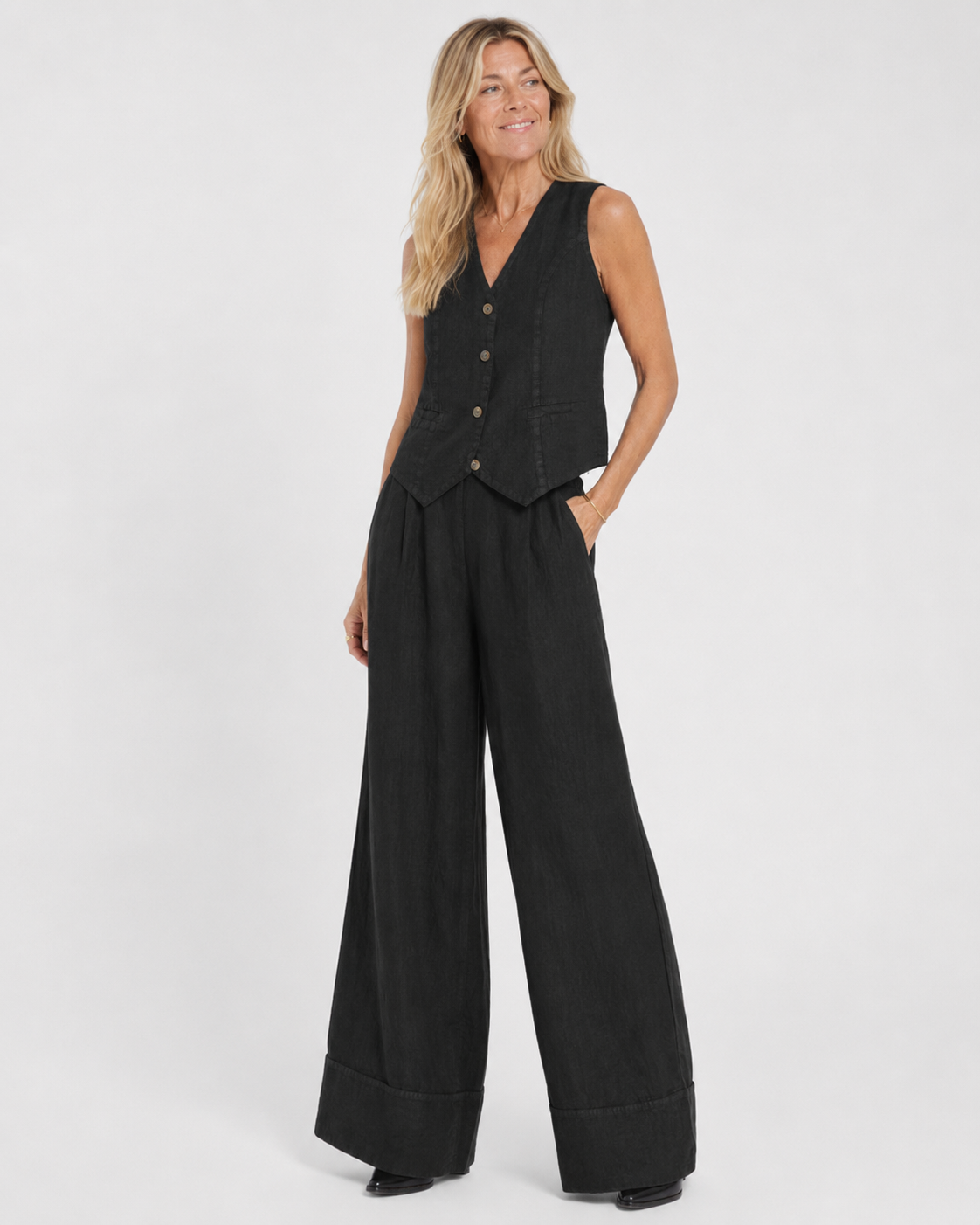 Rosalind | Tailored Sleeveless Vest & Wide-Leg Trouser Set