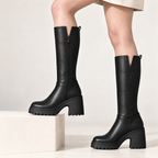 Roselise | Chic Wide Calf High Boots for Women with Chunky Square Heel
