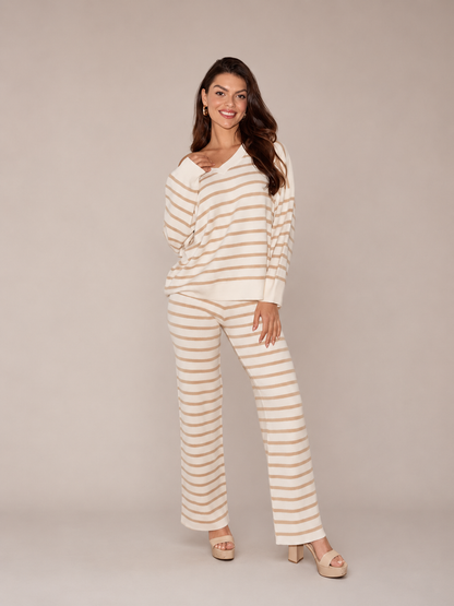 Piper | Casual Striped Knit Set with V-Neck