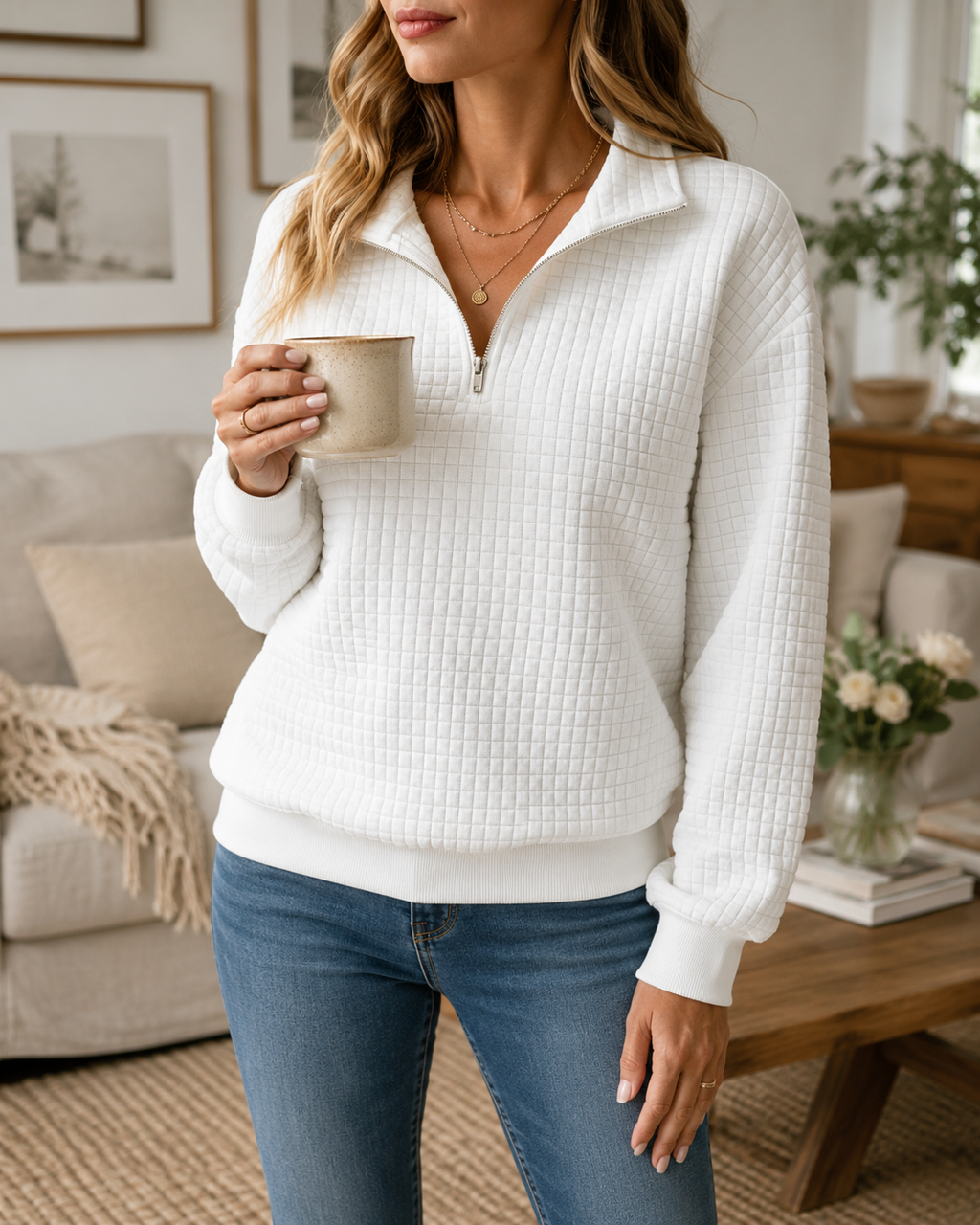 Winona | Textured Half-Zip Sweatshirt for Women